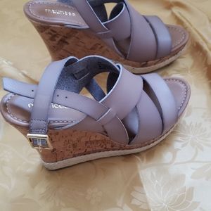 High heeled wedged sandals